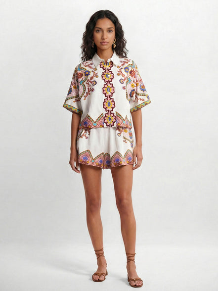 CONJUNTO CAMISERO ESTAMPADO BOHO ÉTNICO