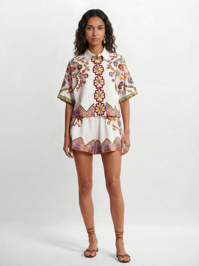 CONJUNTO CAMISERO ESTAMPADO BOHO ÉTNICO