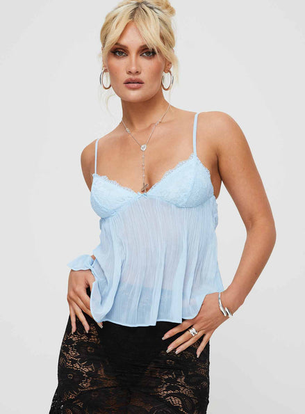 TOP LENCERO PLISADO CON ENCAJE