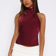 TOP HALTER SATINADO ESPALDA DESCUBIERTA