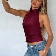 TOP HALTER SATINADO ESPALDA DESCUBIERTA