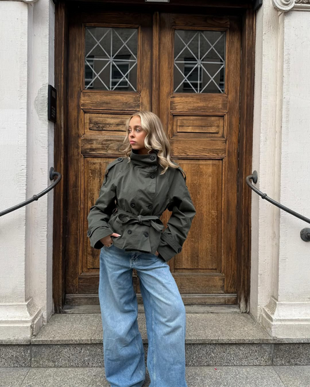 Helena - chaqueta gabardina trench cropped con cinturón