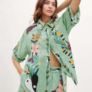 CONJUNTO CAMISA Y SHORT ESTAMPADO TROPICAL
