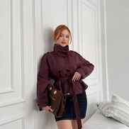 Helena - chaqueta gabardina trench cropped con cinturón