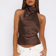 TOP HALTER SATINADO ESPALDA DESCUBIERTA