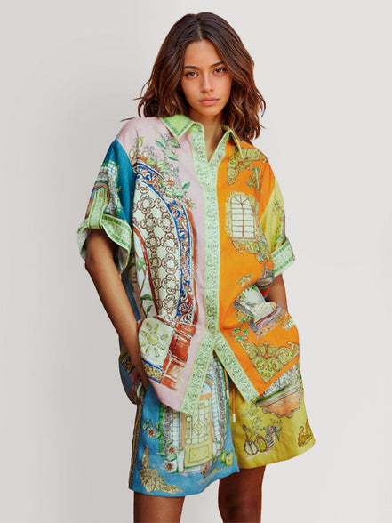 CONJUNTO CAMISERO ESTAMPADO OVERSIZE