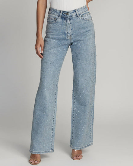Mara - jeans tiro alto con detalles de pedrería