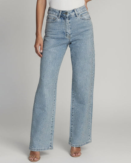 Mara - jeans tiro alto con detalles de pedrería