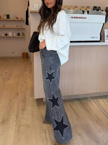 Cloe - jeans rectos con print de estrellas