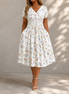 Victoria - Vestido floral con escote en V y detalle de nudo en la cintura