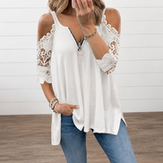 Estela - Camiseta de encaje para mujer con hombros descubiertos