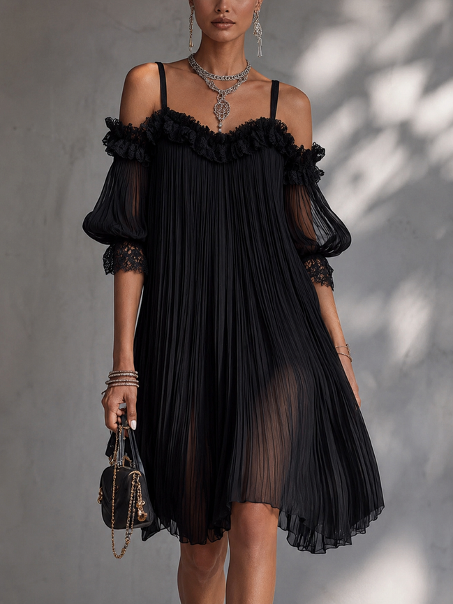 Vittoria - Minivestido de muselina negra