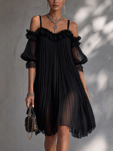 Vittoria - Minivestido de muselina negra