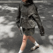 Helena - chaqueta gabardina trench cropped con cinturón