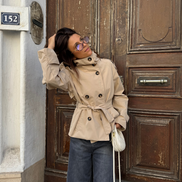 Helena - chaqueta gabardina trench cropped con cinturón
