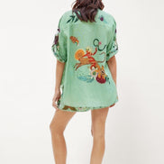 CONJUNTO CAMISA Y SHORT ESTAMPADO TROPICAL
