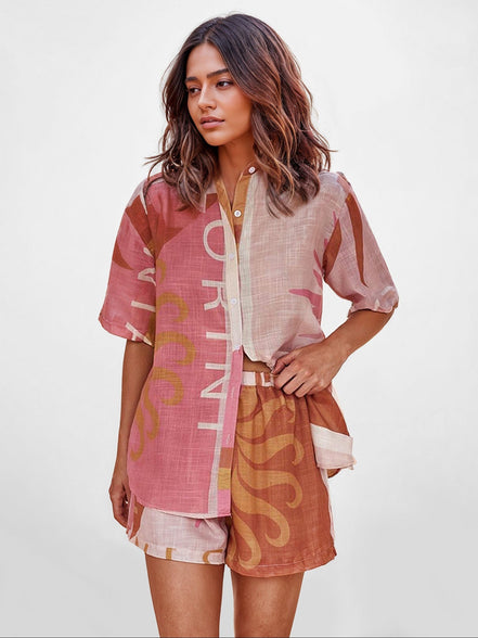 CONJUNTO CAMISERO ESTAMPADO TERRA ROSA