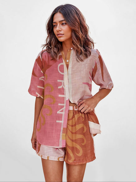 CONJUNTO CAMISERO ESTAMPADO TERRA ROSA