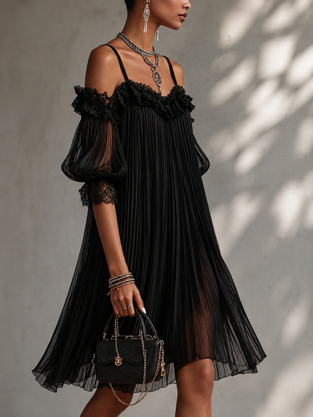 Vittoria - Minivestido de muselina negra