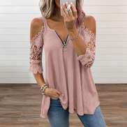 Estela - Camiseta de encaje para mujer con hombros descubiertos
