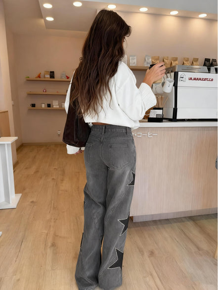 Cloe - jeans rectos con print de estrellas