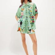 CONJUNTO CAMISA Y SHORT ESTAMPADO TROPICAL