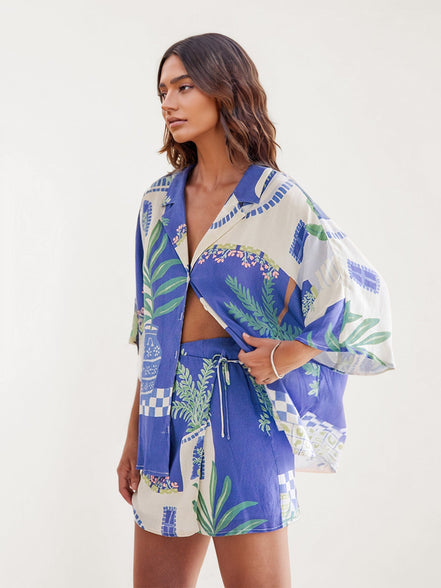 CONJUNTO CAMISERO ESTAMPADO COSTA AZUL