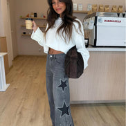 Cloe - jeans rectos con print de estrellas
