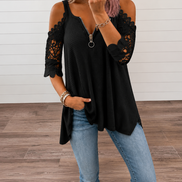 Estela - Camiseta de encaje para mujer con hombros descubiertos