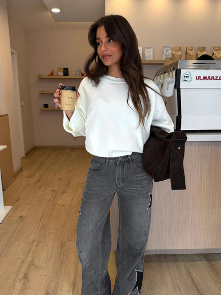 Cloe - jeans rectos con print de estrellas