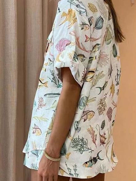 CONJUNTO CAMISERO ESTAMPADO MARINO
