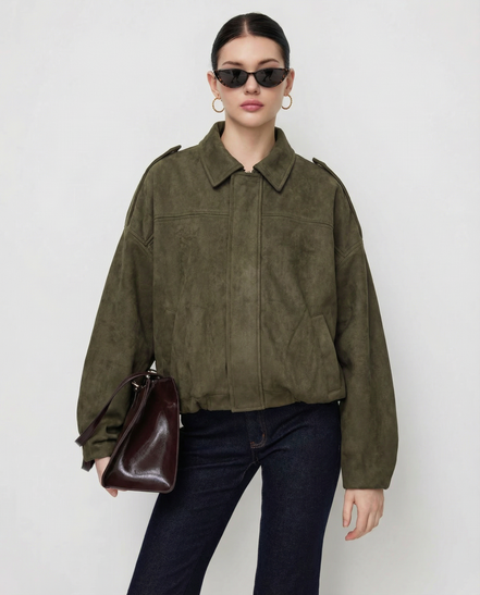 Olivia - chaqueta ante oversize