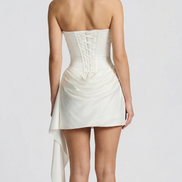 Carolina - vestido mini corset con drapeado y lazada