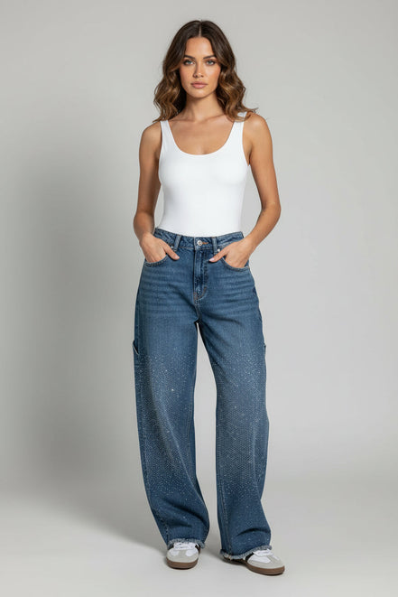 Inés - jeans balloon con efecto brillo