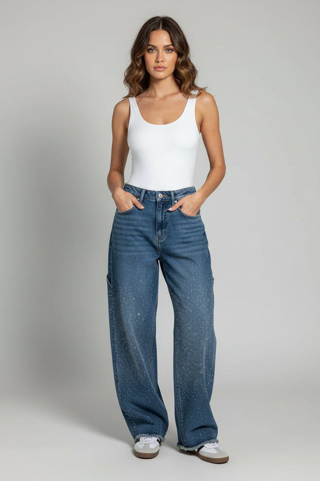 Inés - jeans balloon con efecto brillo