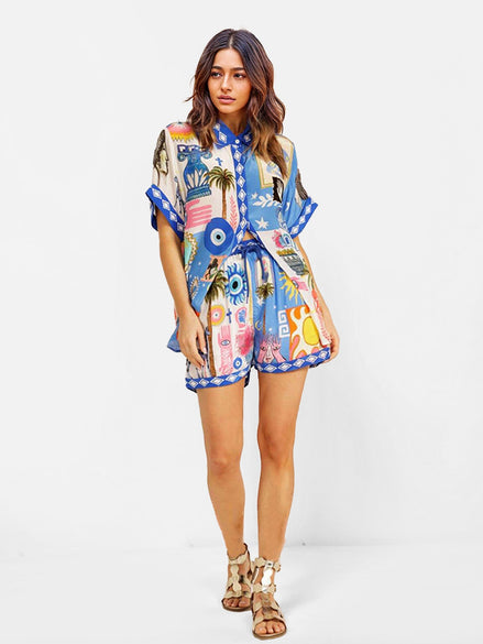 CONJUNTO CAMISERO ESTAMPADO MEDITERRÁNEO