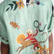 CONJUNTO CAMISA Y SHORT ESTAMPADO TROPICAL