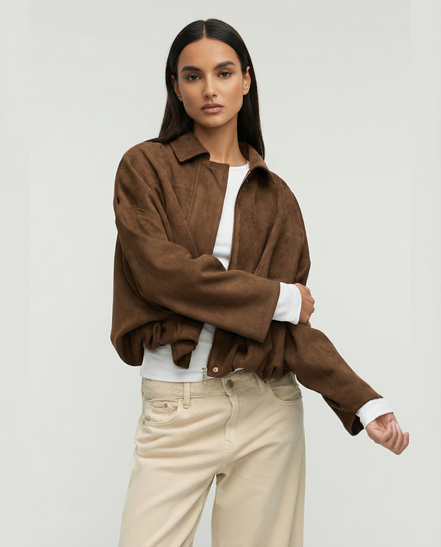 Olivia - chaqueta ante oversize