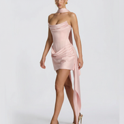 Carolina - vestido mini corset con drapeado y lazada
