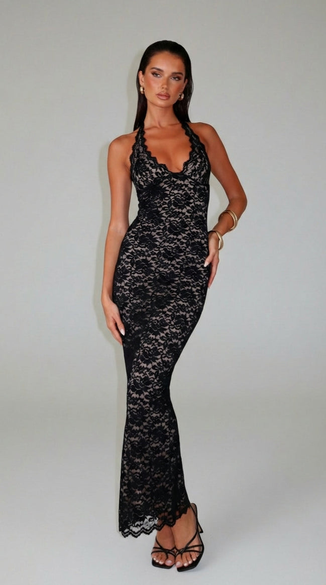 Victoria - vestido largo de encaje halter