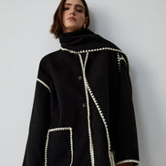 Laura - chaqueta con ribetes y bufanda a juego