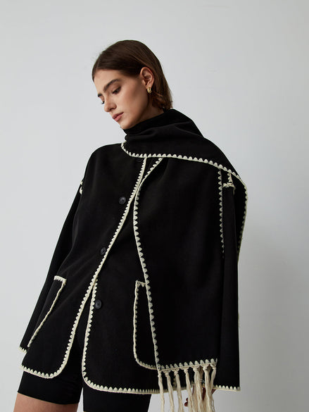 Laura - chaqueta con ribetes y bufanda a juego