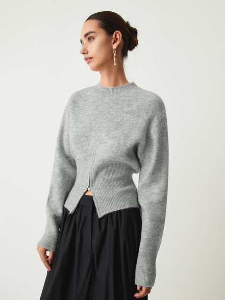Paloma - jersey suave cuello redondo y cremallera