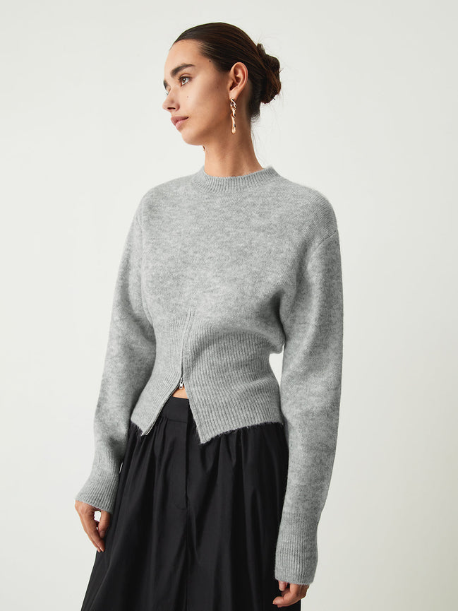 Paloma - jersey suave cuello redondo y cremallera
