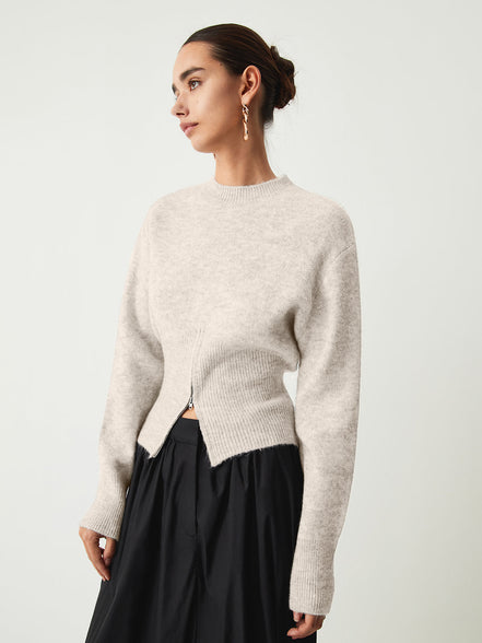 Paloma - jersey suave cuello redondo y cremallera