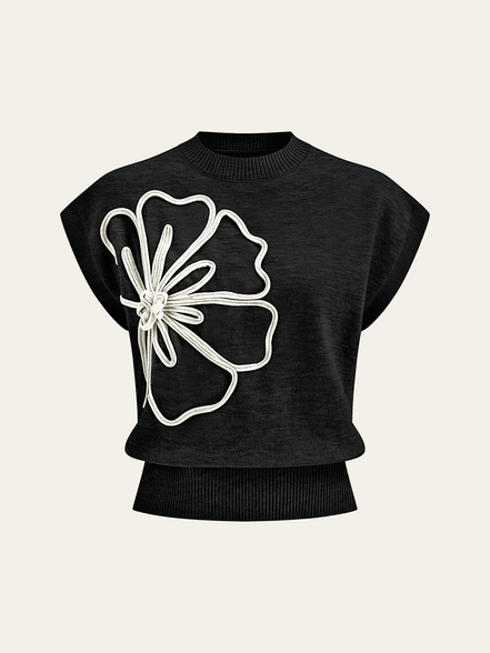 Livia - jersey de manga corta con aplique floral