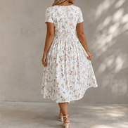 Victoria - Vestido floral con escote en V y detalle de nudo en la cintura