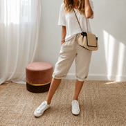 Estela - Pantalones capri informales  para mujer