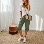 Estela - Pantalones capri informales  para mujer