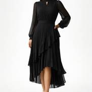 Véra - Vestido midi plisado con volantes